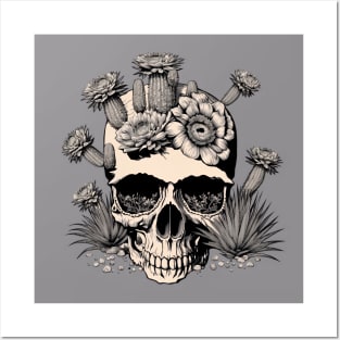 skull and cacti Posters and Art